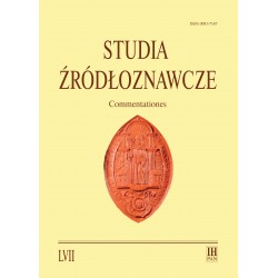 Studia Żródłoznawcze. Commentationes, t. LVII (2019), red. Maria Koczerska