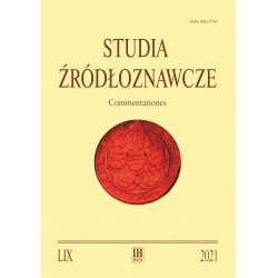 Studia Żródłoznawcze. Commentationes, t. LIX (2021), red. A. Rachuba, P. Węcowski