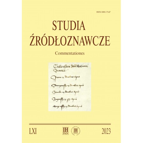 Studia Źródłoznawcze. Commentationes, t. LXI (2023), red. A. Rachuba, P. Węcowski