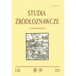 Studia Źródłoznawcze, t. LXII (2024), red. Andrzej Rachuba, red. Piotr Węcowski